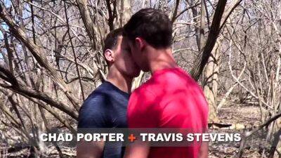 Bareback gay sex with two jocks in the woods - drtuber.com