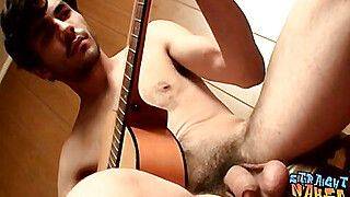 Straight musician has a guitar solo before masturbating - gayxo.com